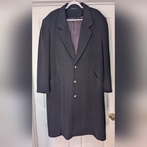 Giuliano Wool & Cashmere Navy Blue Full Knee Length Men's Overcoat Size XXL EUC!